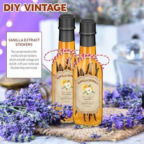 16 Pack Glass Vanilla Extract Bottles 5 oz with Lids, Vanilla Extract Labels, Shrink Band and Funnel, Glass Jar Vanilla Bottles for Syrup, Jars for Vanilla Extract, Glass Bottles for Vanilla Extract