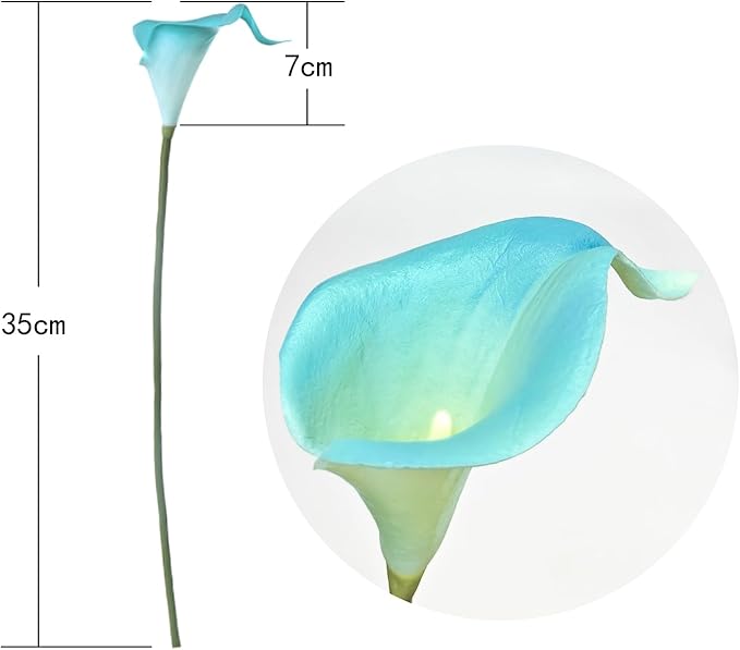Letjolt Peacock Blue Calla Lily 20Pcs Artificial Flowers Bouquet for Wedding Bride Shower Blessing Gift Home Decoration Faux Calla Lilies Flower, 20 Pieces