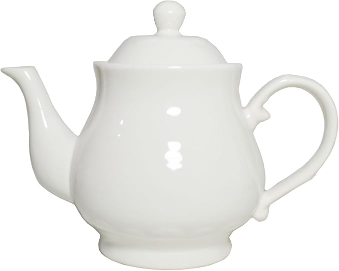 White Porcelain Teapot Set of 4, Small Lotus Tea Pot Coffee Tea Water Pot Vintage Ceramic Gooseneck Kettle (4 * 14oz)
