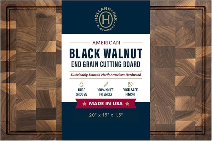 Handmade Walnut Cutting Board – Wooden Chopping Board with Juice Groove and Handles – Durable, Knife-Friendly, and Made in the USA (Large)