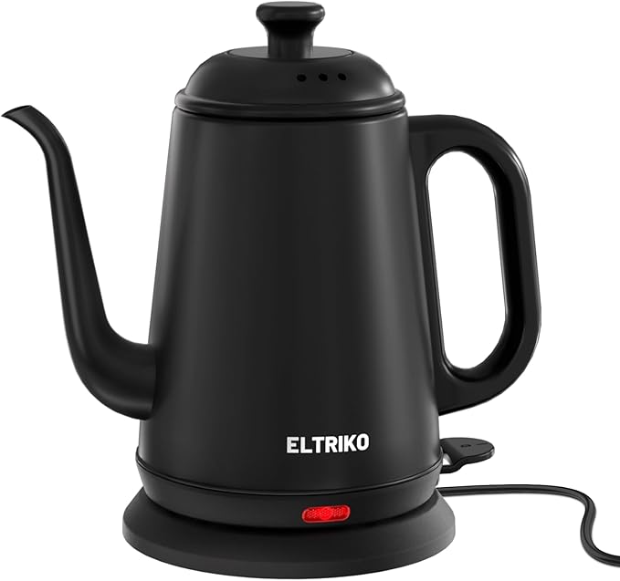 Gooseneck Electric Kettle, 1L Water Boiler, Pour Over Coffee & Tea, 1000W Fast Heating, Stainless Steel, Auto Shut-Off & Boil-Dry Protection, BPA-Free (Black)
