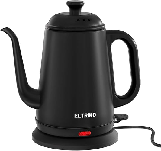Gooseneck Electric Kettle, 1L Water Boiler, Pour Over Coffee & Tea, 1000W Fast Heating, Stainless Steel, Auto Shut-Off & Boil-Dry Protection, BPA-Free (Black)