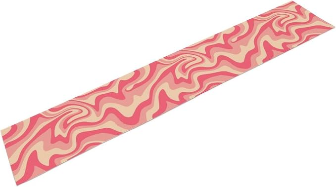 Retro 70s Groovy Table Runner,Vintage Abstract Modern Art Pink Boho Spiral Swirl Waves Farmhouse Country Dinner Runner for Home Kitchen Dining Table Party Holiday Decor 13"x90"