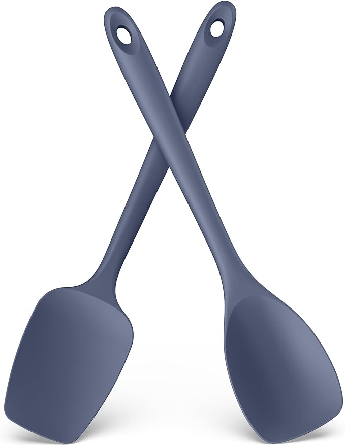 600ºF Heat Resistant Silicone Spoons: U-Taste Flexible Baking Spoon Spatula & Cooking Scoop Spoonula, Seamless Kitchen Utensils for Serving, Scraping, Scooping in Non-Stick Cookware (Midnight Blue)