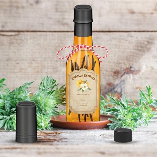 16 Pack Glass Vanilla Extract Bottles 5 oz with Lids, Vanilla Extract Labels, Shrink Band and Funnel, Glass Jar Vanilla Bottles for Syrup, Jars for Vanilla Extract, Glass Bottles for Vanilla Extract