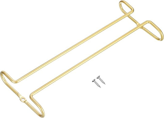 uxcell Gold Stainless Steel Under Cabinet Wine Glass Rack, 1pcs 10-Inch Stemware Hanging Rack, Dust Resistant, Adjustable, 260mm x 110mm x 30mm, Home Use