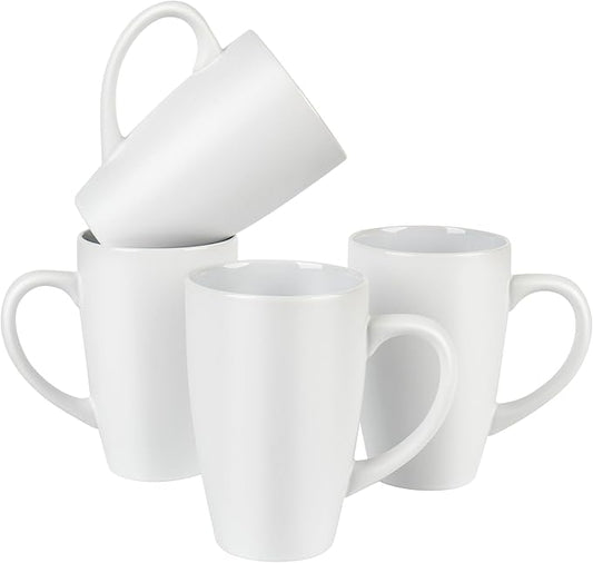 BYCNZB 20oz Extra Large Ceramic Tall Coffee Mugs Set for Coffee Tea Hot Cocoa set of 4 Dishwasher & Microwave Safe (Matte white)