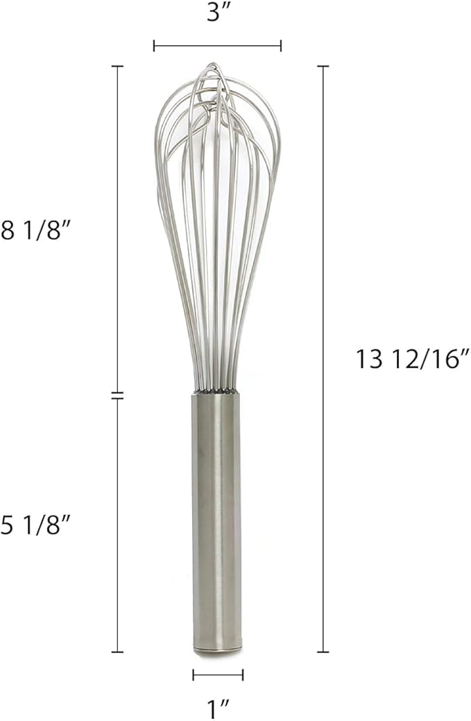 TrueCraftware- 14" Stainless Steel French Whip/Whisk- Kitchen Balloon Whisk Thick Wire Wisk Egg Frother for Cooking Blending Whisking Beating and Stirring