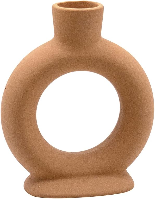 Koyal Wholesale Ceramic Abstract Taper Candle Holders for Candlesticks, Set of 3 - Matte Terracotta