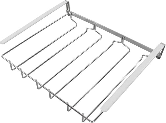 Under Cabinet Wine Glass Rack, Compact Stainless Steel Stemware Holder Space Saving Hanging Storage for Kitchen Bar 304 Stainless Steel 1 Pack with Accessories