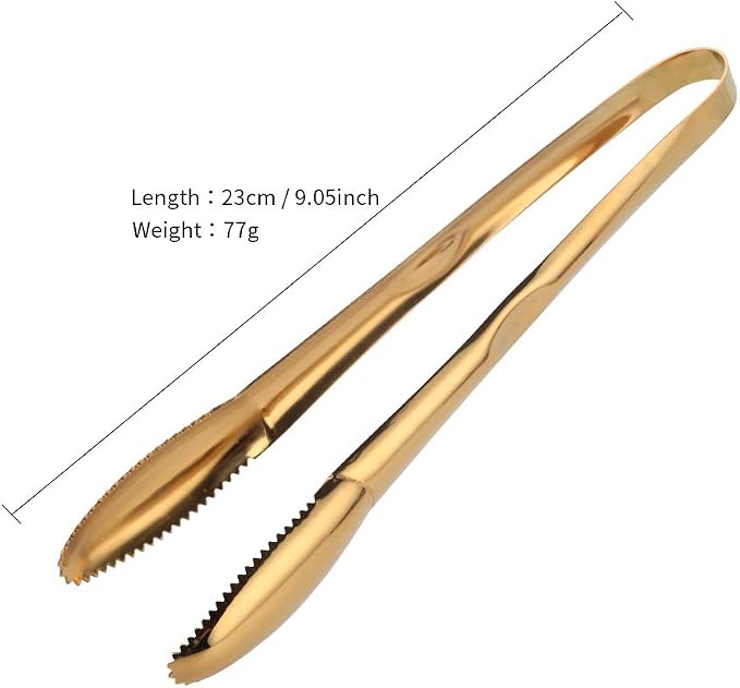 Stainless Steel Cooking Tongs for Frying, 9 Inches Serving Tongs Appetizers Charcuterie with Teeth for Parties, Food Tongs Kitchen Tongs for Nonstick Cookware, Set of 2 (Gold)
