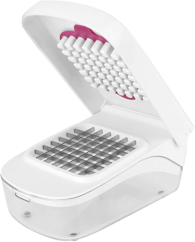OUKENS Manual Food Chopper, 3-in-1 Multifunctional Vegetable Fruit Cutter with Container for Onion, Potato, Carrot, Easy Push Down Handheld Kitchen