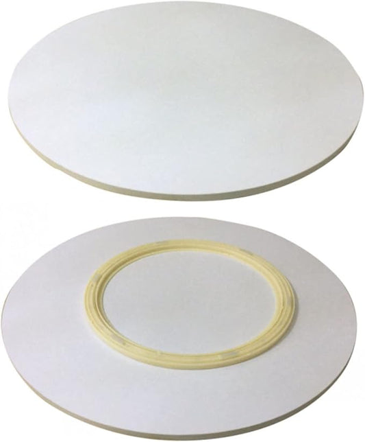 Kitchen Lazy Susan Large Wood Turntable For Round Table - Swivel Serving Tray - 360 ° Flexible Rotation For Easy Share All Foods, One Piece With Bearing, No Need To Install (Color : White-A, Size :
