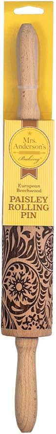 Mrs. Anderson’s Baking Embossing Rolling Pin, Paisley Design, European Beechwood