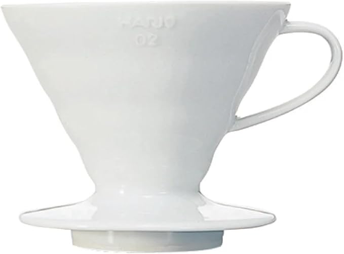 Hario V60 Ceramic Coffee Dripper Pour Over Cone Coffee Maker Size 02, White