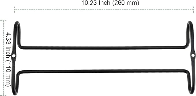 PINGEUI 8 Pack 10 Inch Under Cabinet Wine Glass Rack Shelf, Black Storage Stemware Holder, Metal Wine Glass Hanger for Kitchen and Bar