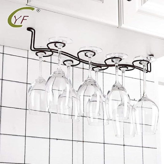 Under Cabinet Wine Glass Rack Stemware Holder,Holds up to 8 Glasses Vintage Style Stainless Steel Wall-Mounted Hanging Wine Glass Hanger For Bar Home Cafe,Oil Rubbed Bronze