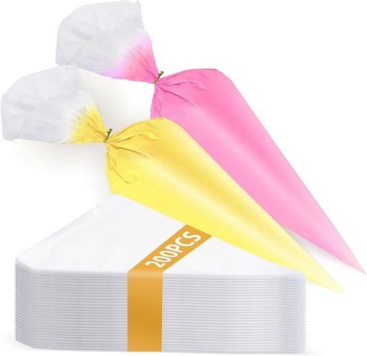 Volokitx 200-Pack 12 Inch Piping Bags, Disposable Icing Bag, Tipless Piping Bags for Royal Icing, Anti-Burst Pastry Bags for Cake, Pastry & Cookie Decorating