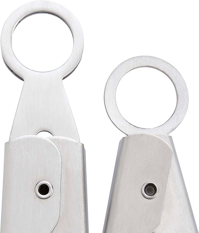 HIC Kitchen Spring Locking Kitchen Cooking Serving Food Barbecue Tong, Scalloped Gripping Edge, Stainless Steel, 16-Inch