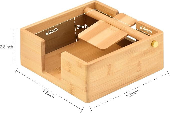 Natural Bamboo Napkin Holder for Table, Napkin Dispenser, Decorative Beverage Napkin Holder for Kitchen, Home,Bar (Natural)