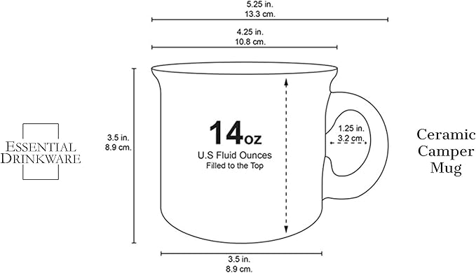 14oz Ceramic Campfire Coffee Mug (Set of 4), Red with Speckled Finish - Durable Thick Walled Camping Style Cup for Outdoors or Home