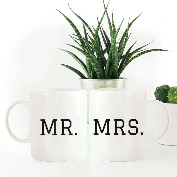 Andaz Press Funny Couples 11 oz Ceramic Coffee Mugs, Mr. Mrs., Graduate Style, His and Hers Coffee Mug Set of 2, Valentines Couples Mugs for Him and Her, Mr and Mrs Mugs, Couple Mugs for Husband