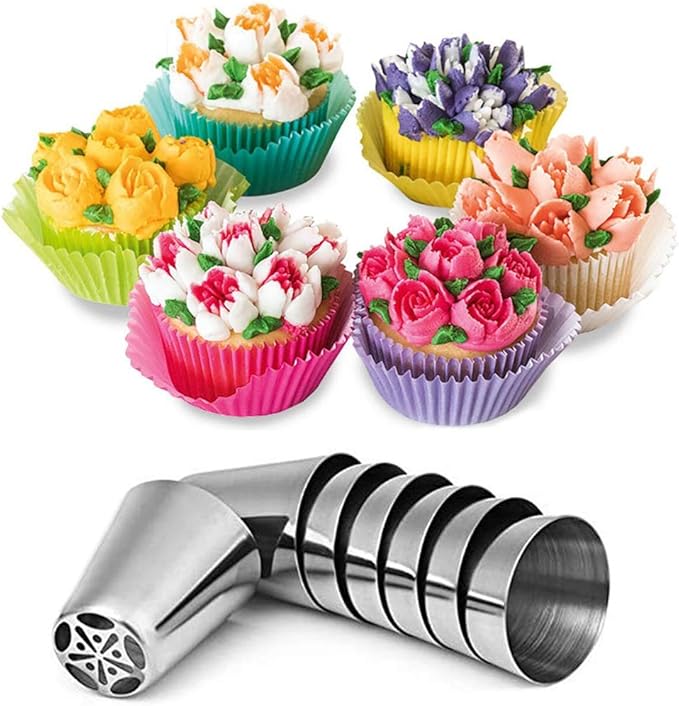 Russian Piping Tips Cake Decorating Complete Set, WOWDECOR 24pcs Baking Supplies Kit Icing Nozzles Flowers Shaped, Frosting Bags and Tips for Beginners Cookies Cakes Holiday Birthday Party Baking