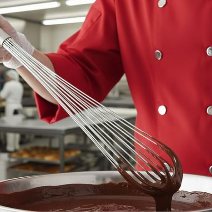 Soro Essentials- 24" Stainless Steel French Whip Whisk with Thick Rigid Wire- Wire Whisk Kitchen Whisk Balloon for Whisking Cooking Beating Blending Stirring Ingredients Mixing Sauces Baking Tools