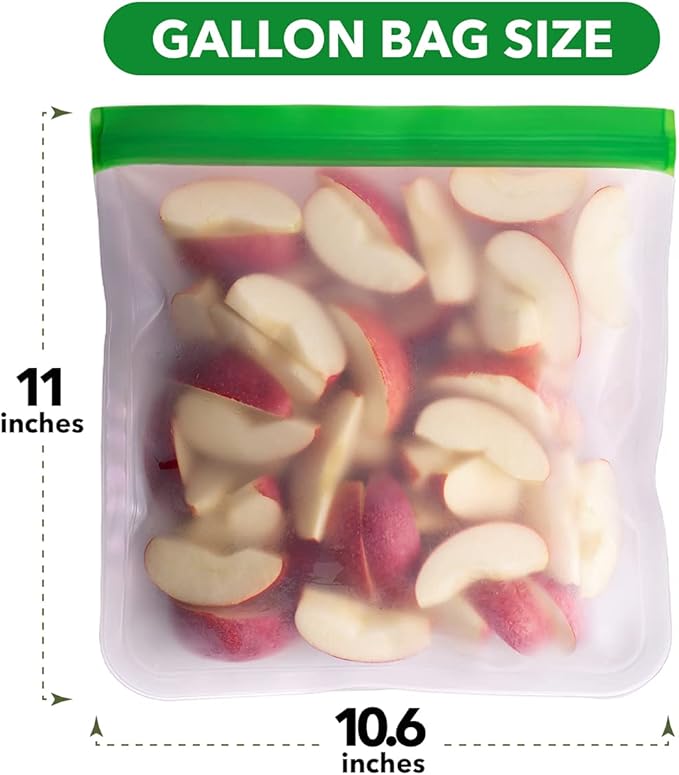 GREENZLA Reusable Freezer Bags, 8-Pack Extra Thick and Leakproof & Resealable - For Safe Food Storage, Marinating, Snacks, & Meal Prep, Reusable Bags for Food, & Freezer Safety