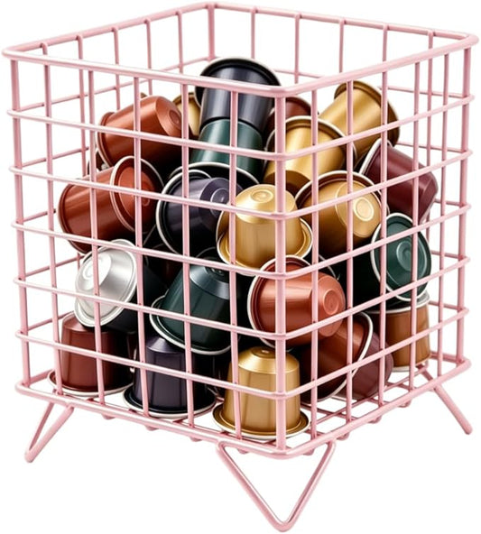 K Cup Holder Organizer Coffee Pod Holder, Large Capacity Espresso Pods Containers, Metal Capsule Organizer Wire Storage Baskets for Kitchen Counter, Pantry, Coffee Bar Station Accessories