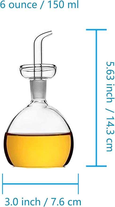 5 oz / 150 ml No Funnel Needed Olive Oil & Vinegar Dispenser Glass Cruet Decanter for Kitchen,Lab glassware seal handicraft Keeps Fresh Longer