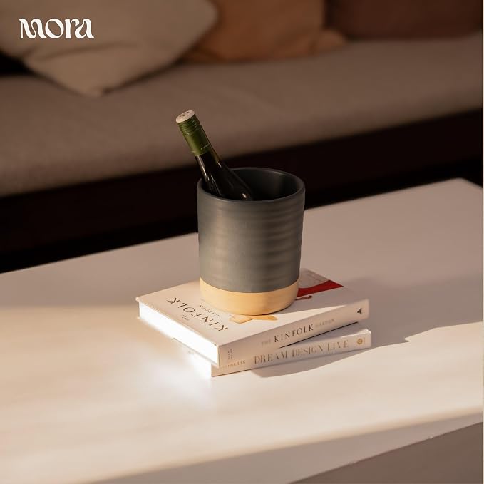 Mora Ceramic Kitchen Utensil Holder - Wooden Spoon & Spatula Crock for Countertop, Modern Farmhouse Home Decor, Large 7.3" Cooking Organizer for Stove Top and Counter - Heavy & Sturdy - Liquorice