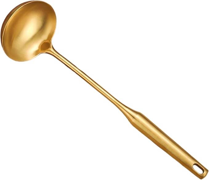 Gold Soup Ladle, 13.8 Inch 304 Stainless Steel Premium Punch Ladle & Kitchen Utensil for Serving, Stirring, Canning - Elegant Kitchen Utensil for Cooking, Sauces & Soup