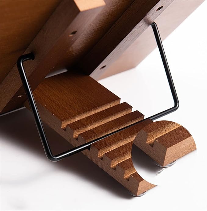 Book Stand Book Holder Tray Wooden Non-Slip Reading Rack Desktop Simple Storage Bookstand Bookholder with Book Clip Cookbook Stand for Kitchen (Size : M)