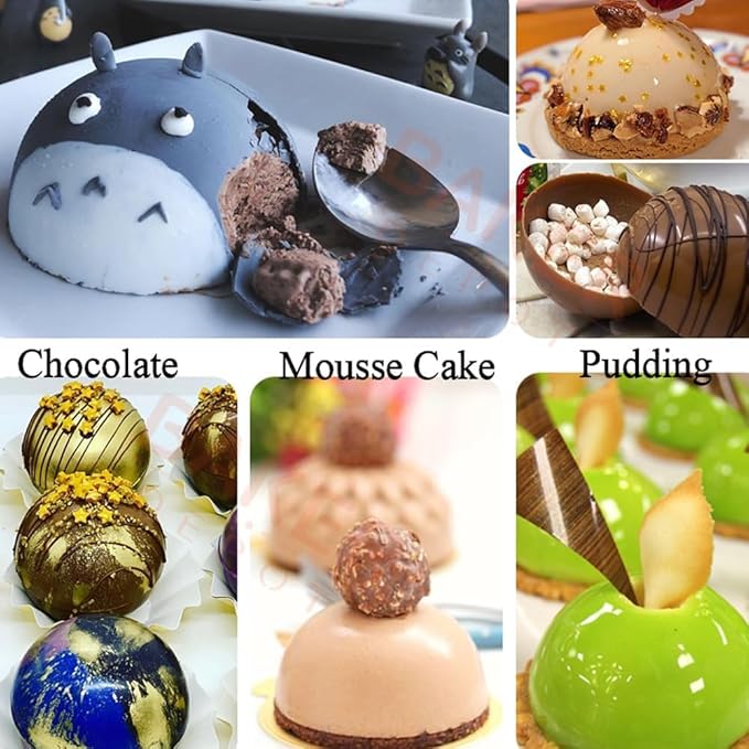 Small 15-Cavity Semi Sphere Silicone Molds Non-Stick,2 Packs Half Sphere Silicone Baking Molds for Making Jelly, Chocolates and Cake
