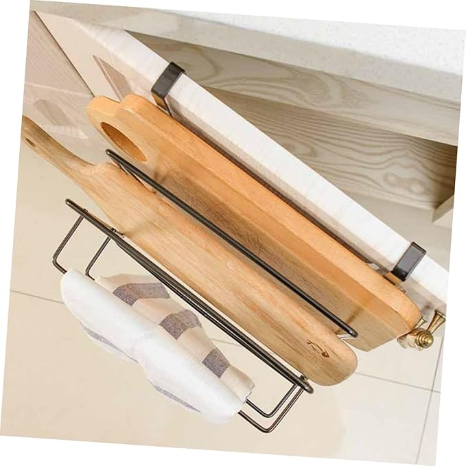 2pcs Chopping Board Wrought Iron Hanger Metal Wall Hanging Basket Under Cabinet Basket Bathroom Door Organizer Inside Cabinet Door Storage Kitchen Door Organizer Towel Holder Grid