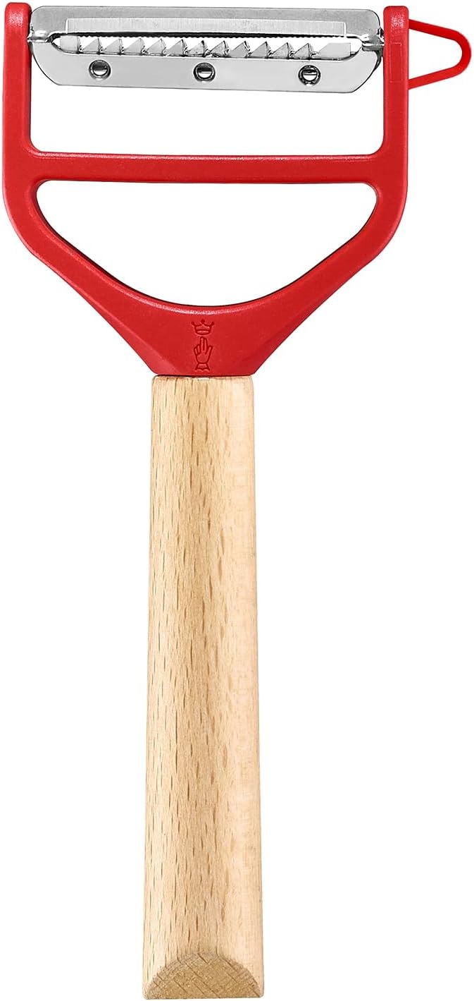 Opinel T-Duo 254621 Wooden Peeler in Red for Peeling Vegetables and Preparing Juliennes One Size