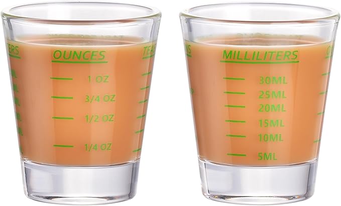 Shot Glass Measuring Cup，Espresso Shot Glass 26-Incremental Measurement 1oz, 6 Tsp, 2 Tbs, 30ml，Kitchen Tools，Bar Bartender Accessories, Jigger for Bartending (2 Pack-Green)
