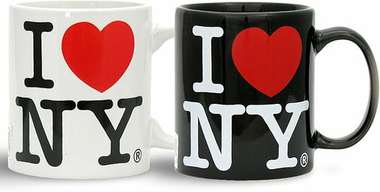 City-Souvenirs I Love NY Mugs Set of 2, Black and White 11oz Ceramic