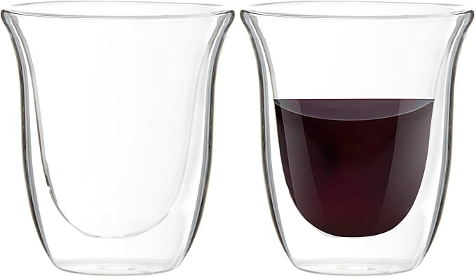 Youngever 2 Pack 5.5 Ounce Espresso Cups, Double Wall Thermo Insulated Espresso Cups, Glass Coffee Cups (Tall)
