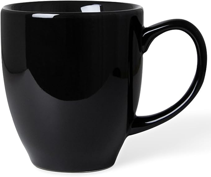 Durable 16 oz Ceramic Black Coffee Mug, Large Coffee Cup with Ergonomic Handle, Ideal Tea Mug for Home, Office, Gift, Dishwasher & Microwave Safe (coffee, Tea, Hot Cocoa, Latte Cup)
