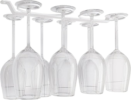 Under Cabinet Wine Glass Holder Iron 12 Hooks, Black Wire Hanging Rack, Storage Hanger Organizer, Space Saving, With 6 Hooks For Multiple Uses, Easy To Install