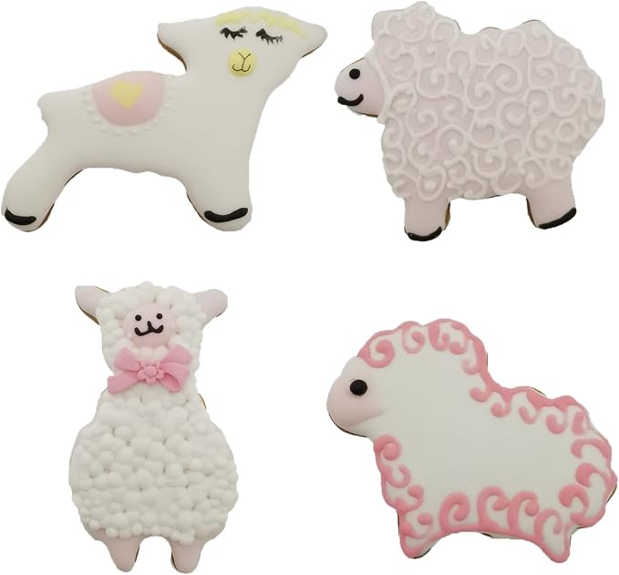 Sheep Shaped Cookie Cutter Set of 4 pcs, Stainless Steel Cute Lamb Series Fondant Cutters