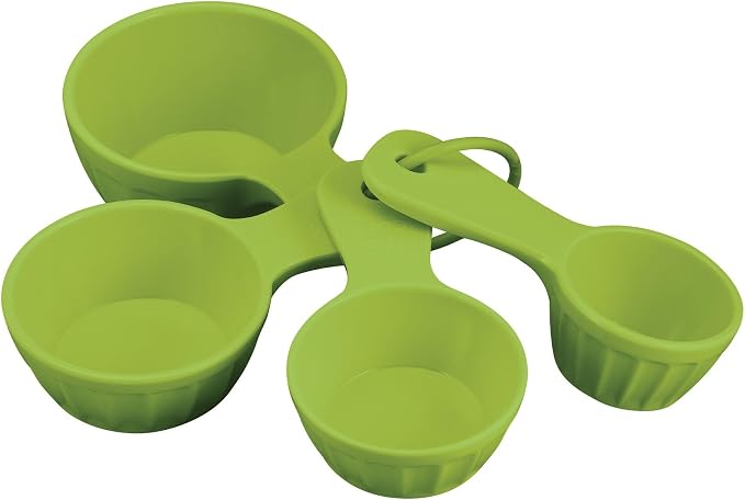 UP 4-Piece Latte Style Melamine Measuring Cups Set, Professional Nesting Baking and Cooking Tools for Liquid and Dry Ingredients, Green