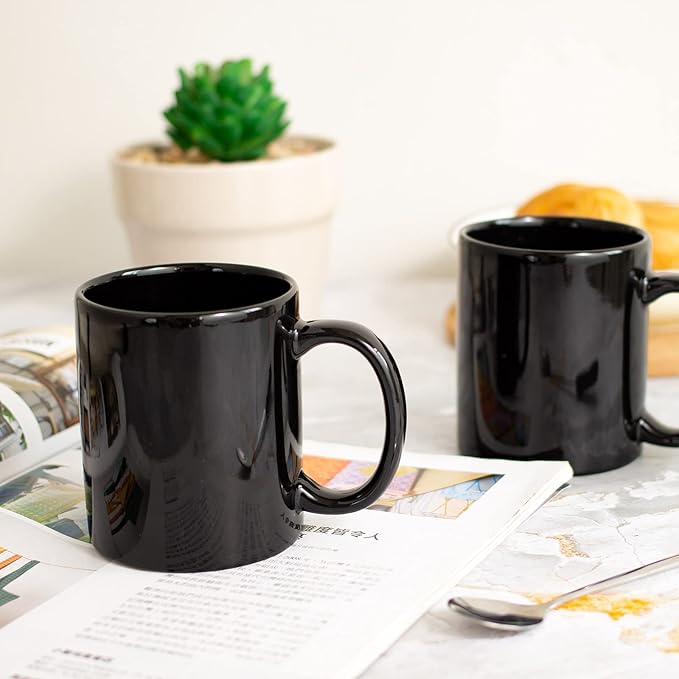 BYCNZB 12oz coffee mug set of 6 Coffee Mugs for Coffee, Tea, Cocoa, Milk（black）