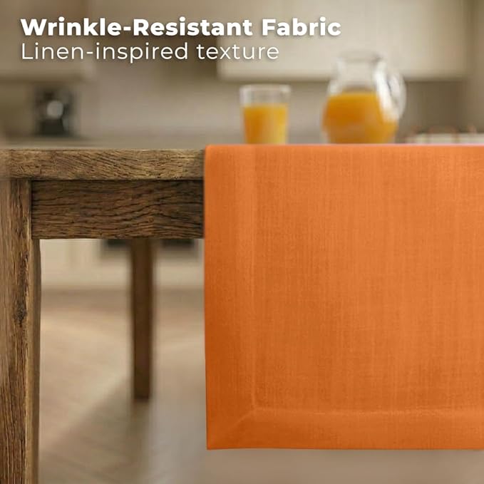 Easy Linen™ by D'Moksha Orange Table Runner 108 Inches Long, Wrinkle Resistant, Machine Washable, 14 x 108 Inch Table Runner for Dresser, Dining- Summer, Father's Day