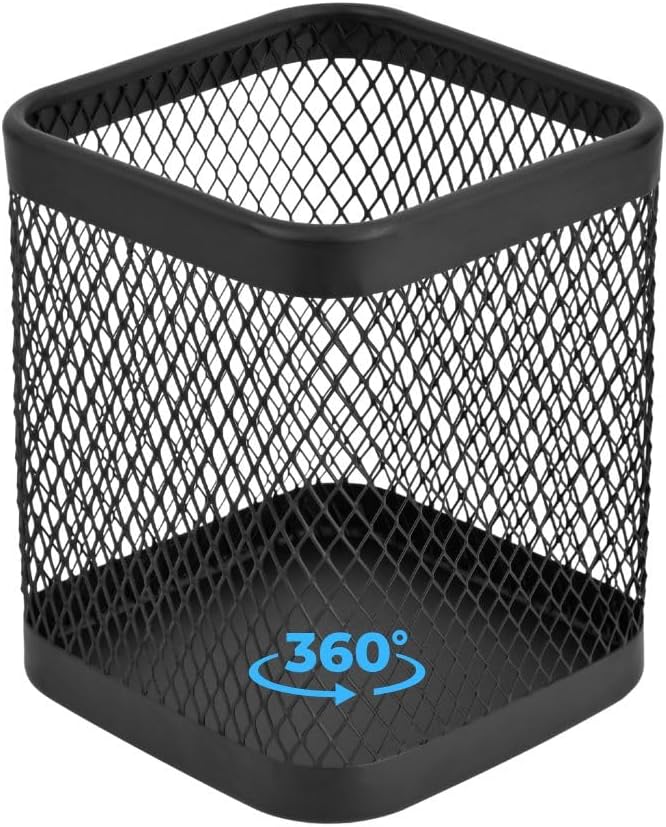 IBERG Rotating Coffee Pod Basket, 360° Spinning Mesh Metal Organizer for Coffee Station & Kitchen Counter (Black Square)