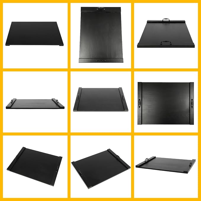 Noodle Board, 21.65x30.31in Stove Cover, Pine Wood Chopping & Cutting Board, Kitchen Serving Tray with Metal Handles, Countertop Expander for Sink, Rustic Gas/Electric Stove Top Protector, Black