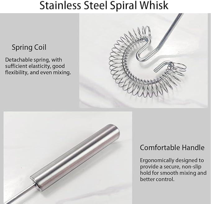 2Pcs Stainless Steel Spring Coil Whisk Set, Handheld Spiral Wire Whipper Blender Beater, Kitchen Cooking Tools for Eggs, Cream, Sauces, Gravy, 10 inch