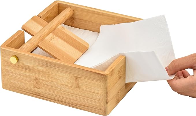 Natural Bamboo Napkin Holder for Table, Napkin Dispenser, Decorative Beverage Napkin Holder for Kitchen, Home,Bar (Natural)